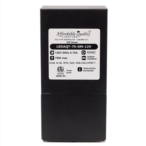 Indoor/Outdoor 12V 75w DC LED Driver Dimmable Transformer (closed view)