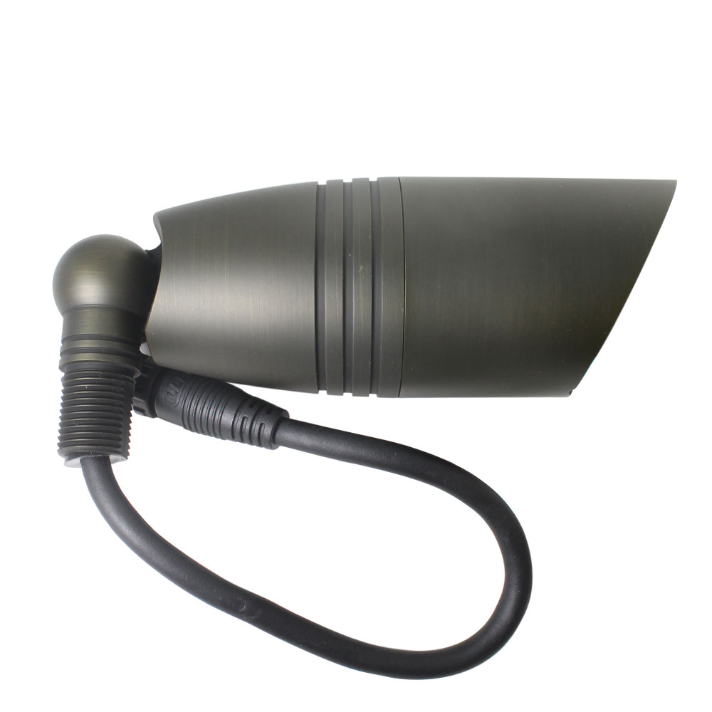 Spotlight with Angled Glare Shield Cast Brass Exterior Yard Lighting with Angled Shield