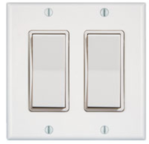 2 Gang 2 Rocker Wireless Light Switch (shown in white)