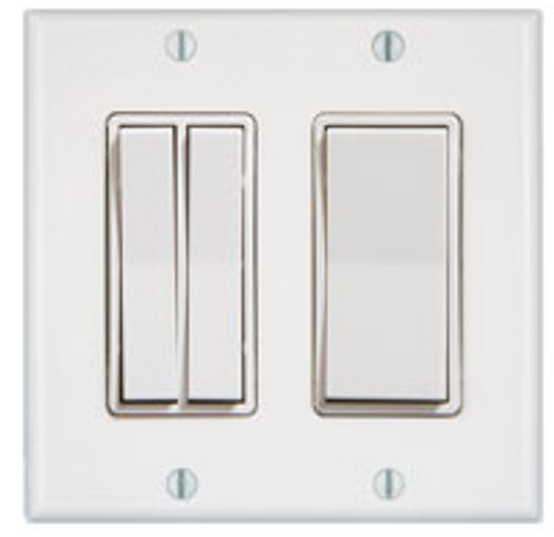 2 Gang 3 Rocker Wireless Light Switch (shown in white)
