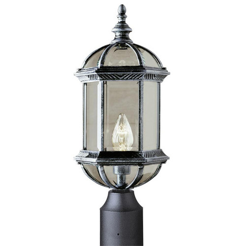 Outdoor 1-Light Swedish Iron Post Top Lantern 4186SWI (shown in swedish iron and beveled glass)