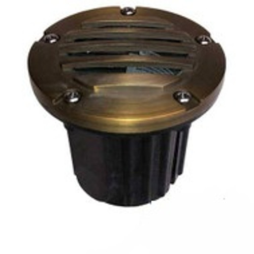 12V 5" Composite In Ground Well Light w/ Brass Curved Grill Cover - OIG-5B-GRL