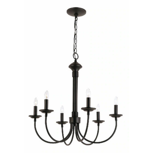 Colonial Candles 6 Light Chandelier in black