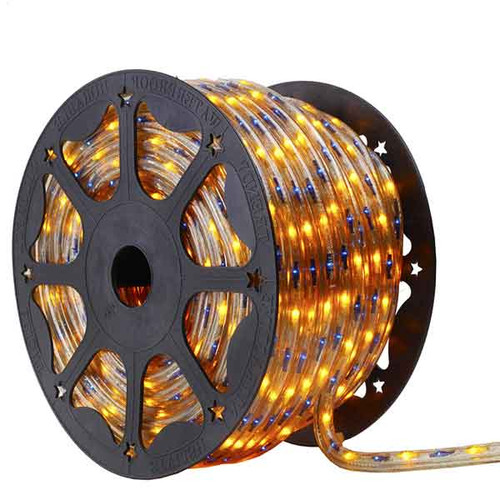 150 Ft 3 Wire Blue and Yellow Bi-Color Incandescent Rope Light Kit - 120V IP65 Waterproof - GK150-BIKIT-BLUEYELLOW