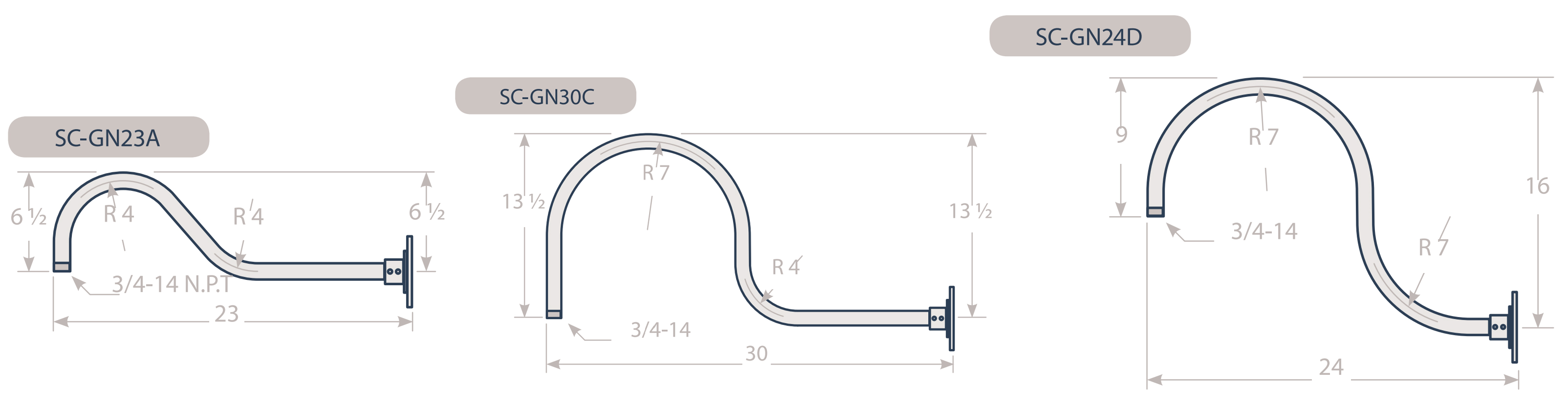 Customizable Gooseneck Mounting Option Dimensions Customizable Gooseneck Mounting Option Dimensions