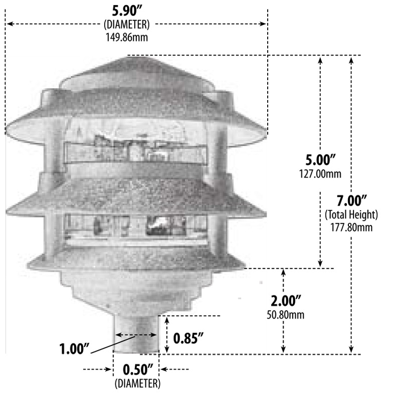 D5000 3 Tier Pagoda Pathway Area Light Dimensions Diagram D5000 3 Tier Pagoda Pathway Area Light Dimensions Diagram