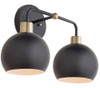 LED Dual Globe Outdoor Vanity Wall Light, Medium Base Socket, IP44 Rated, Black or Raw Brass Finish - IBL-HL334