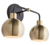 LED Dual Globe Outdoor Vanity Wall Light, Medium Base Socket, IP44 Rated, Black or Raw Brass Finish - IBL-HL334