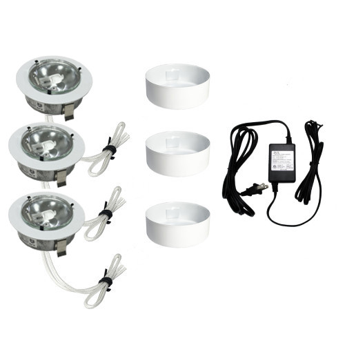 3 Puck Light Lighting Fixture Kit in White