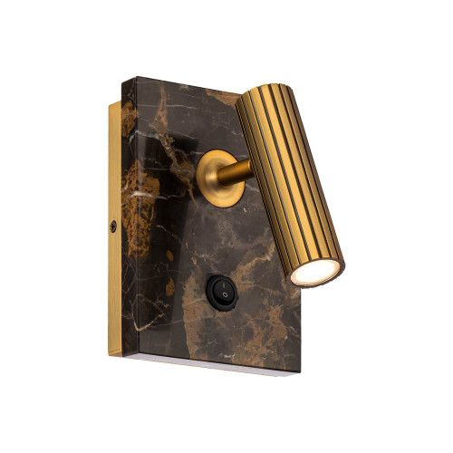 120V Aged Brass & Black Reading Wall Light Main
