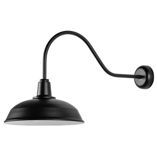 120V RLM Large Loop Matte Black Gooseneck Fixture 18 inch shade