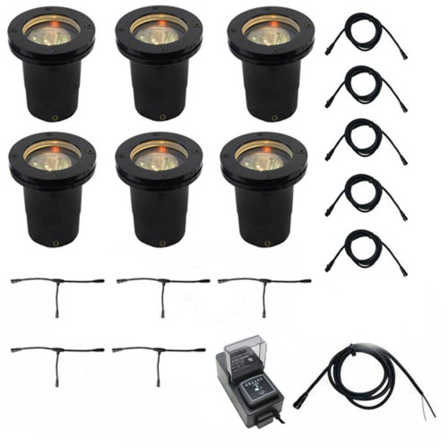 12V LED Open Face NSC In Ground Well Light Landscape Lighting 6 kit