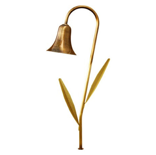 LV215L LED Brass Path Light w/ Leaf in Antique Brass