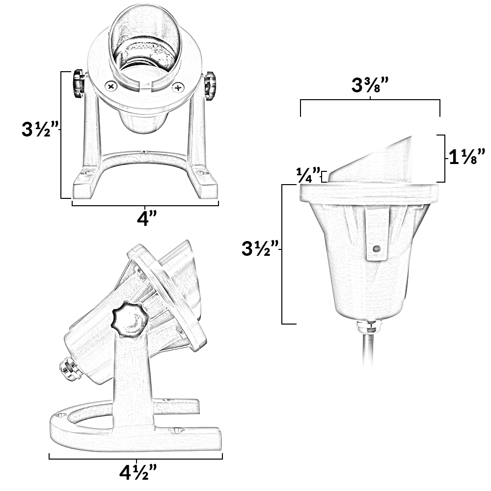 Angled Shield Underwater Spotlight Dimensions Underwater Spotlight Dimensions
