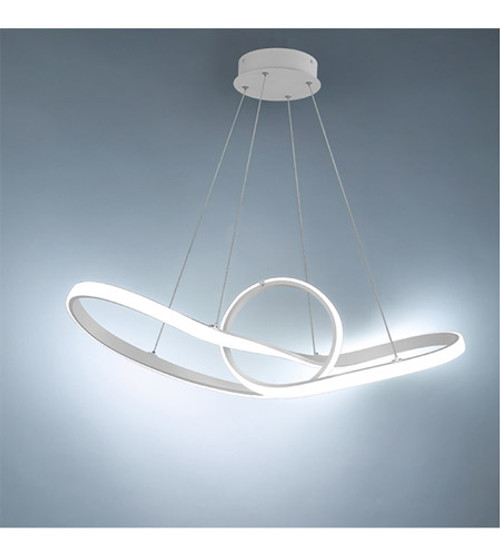 120V 35-Inch LED White Interlaced Pendant Light On
