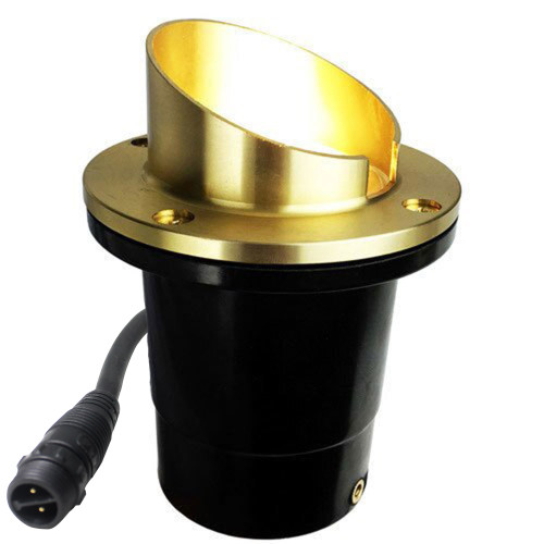 12V Composite LED In Ground Well Light w/ Brass Angle Shield, Landscape Lighting w/ N.S.C., Easy DIY Installation - N.S.C. - LEDGC3B-AS-NSC