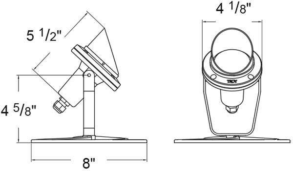 R-UW51S 12V Stainless Steel Underwater Pond Spotlight Dimensions Diagram R-UW51S 12V Stainless Steel Underwater Pond Spotlight Dimensions Diagram
