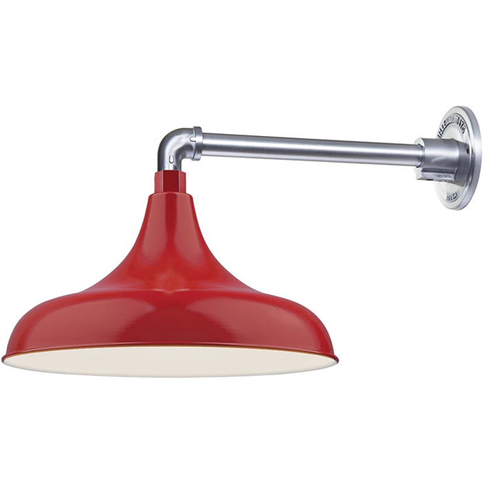 Satin Red Wall Sconce Exterior Retro Modern Warehouse Shade Wall Sconce