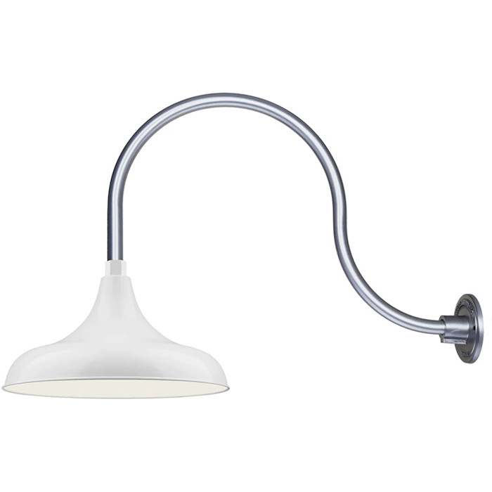 White Goosneck Retro Warehouse Shade Outdoor Yard White Gooseneck Light Fixture