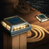 Front View of Angled Muskoka  Black Aluminum Solar Light on dock
