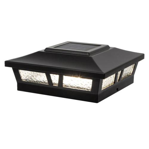 Picture of Oxford 6x6 Post light with white background lights on.
