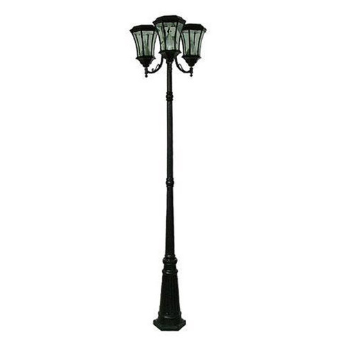 Victorian Solar Triple Head Lamp Post PWGS94T-BK (shown in black)